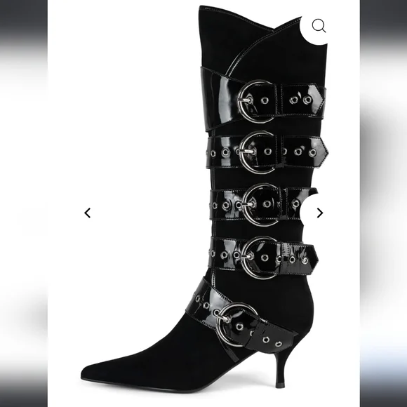 Jeffert Campbell Seatbelt Suede Patent Leather Boots Buckle Designer #59 - Picture 7 of 16